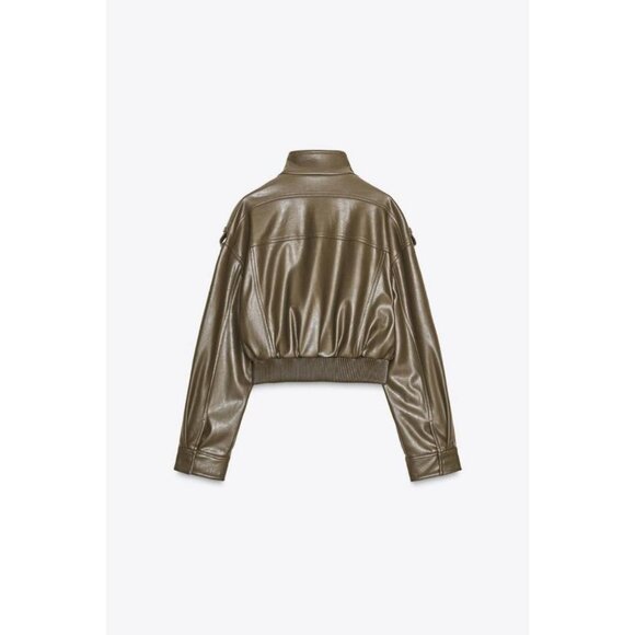 ZARA FAUX LEATHER SHORT JACKET - Picture 8 of 9